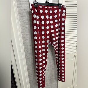 Lularoe Red/Blue Print Leggings - Size Tall/Curvy